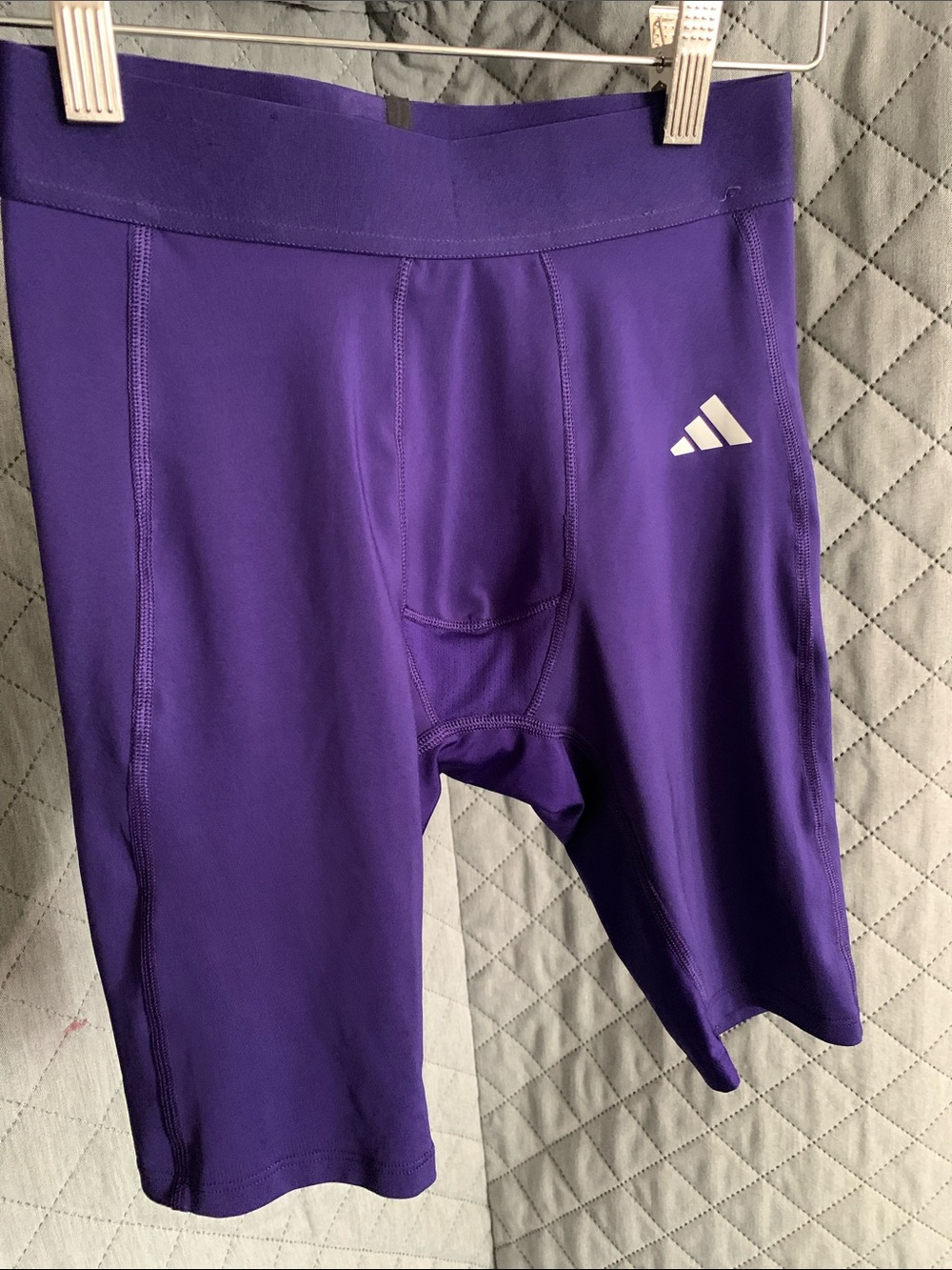 #521 adidas Mens Purple Athletic Compression Shorts